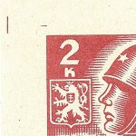 Košické vydání 2,- K/rozměřovací značky/A 1 h.l. okraj PA