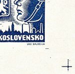 Košické vydání 6,- K/rozměřovací značky/CS 356 A 20 p.d. roh okraj PA (kříž)