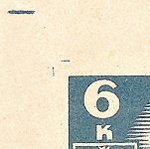 Košické vydání 6,- K/rozměřovací značky/CS 356 C 1 l.h.roh okraj PA