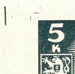 Košické vydání 5,- K/rozměřovací značky/B 1 h.l. okraj PA
